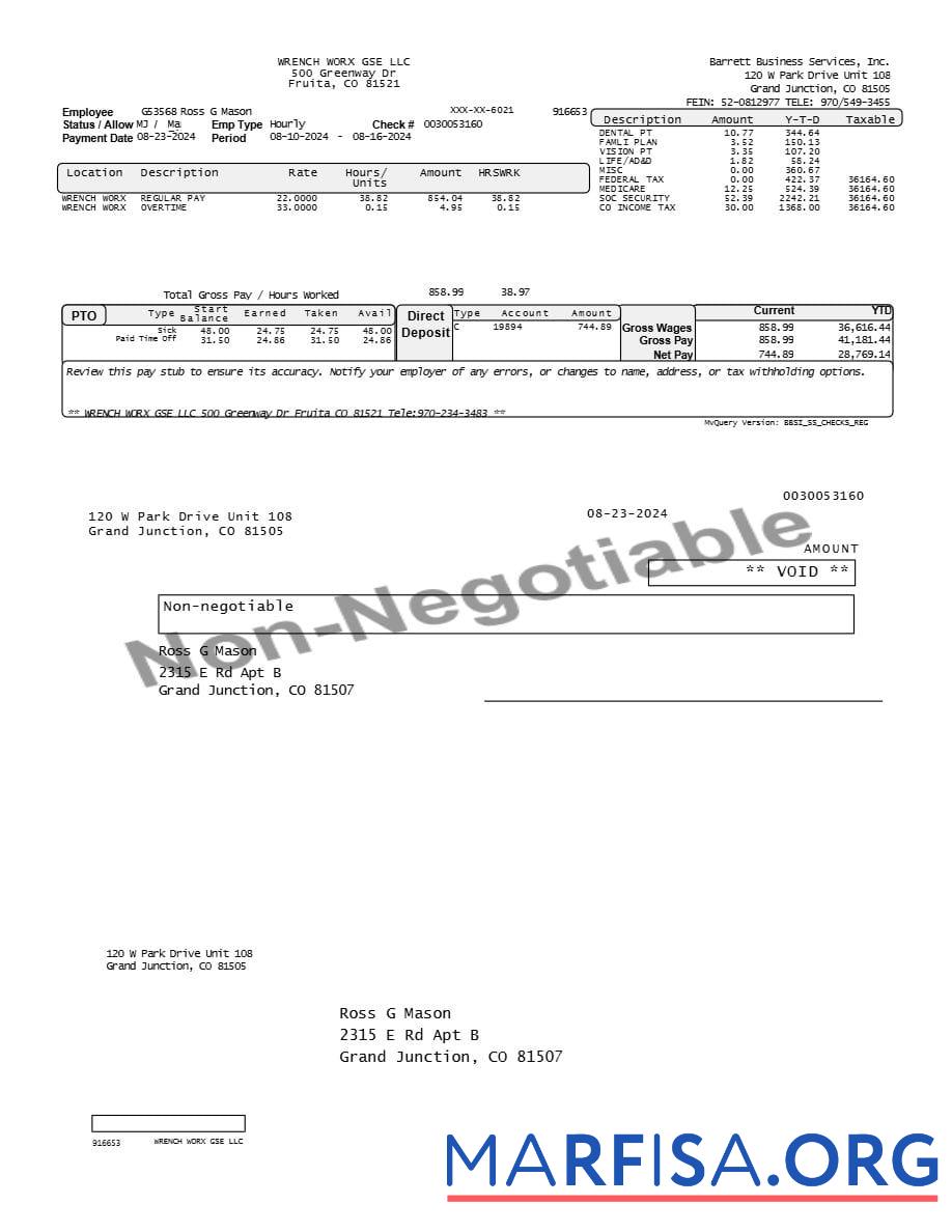Realistic Barrett Business Services employee pay stub example